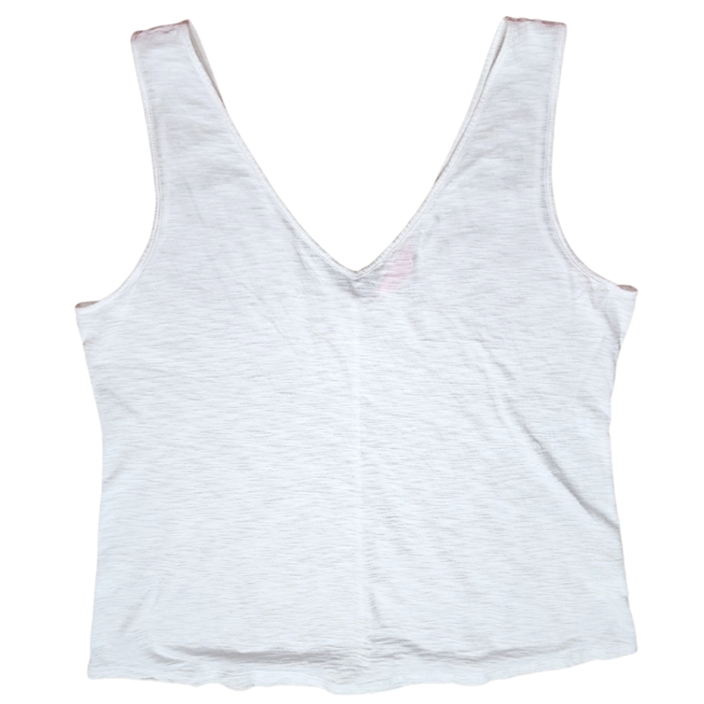White Sleeveless V-Neck Top, Large, Prima Cotton
